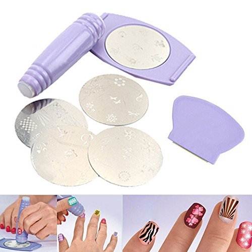 Apply nail polish to desired image on image plate. Use the scraper to remove excess polish feom the image plate. Press stamper onto image to pick up the pattern. Simply atamp image onto nail for professional salon results Pls use Solid Color Nail Polish. And the texture is THICKER than regular nail polish.