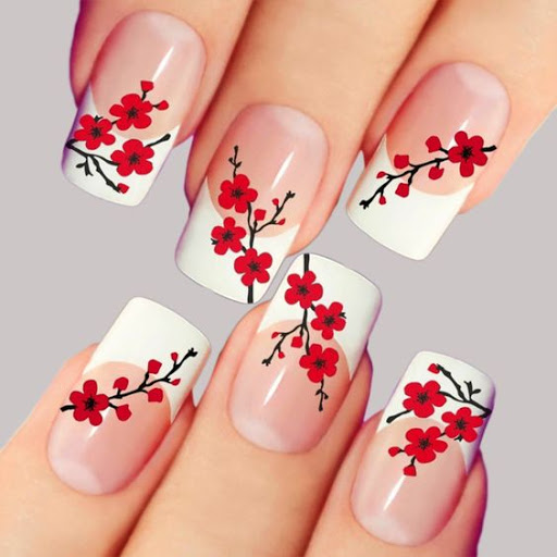 Spring cherry blossom nail art