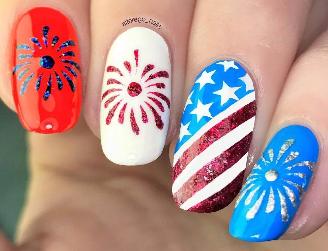 10. Firework Nail Designs with Stamping - wide 7