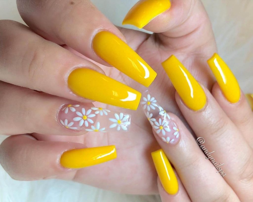 Red and Yellow Floral Nail Design - wide 2