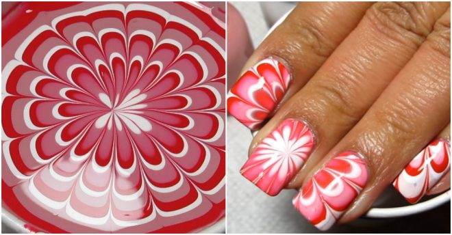 DIY-Water-Marble-Nail-Art-red-and-white-Tutorial 
