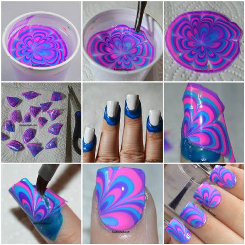 Groovy Marbled Nail Art design 