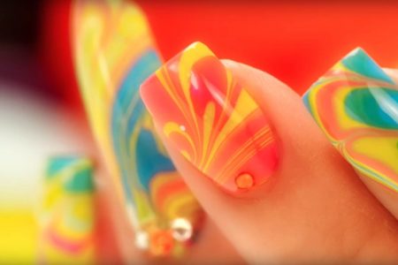 Water Marble Nail Art Step By Step Tutorial - Water Marble Nail Art
