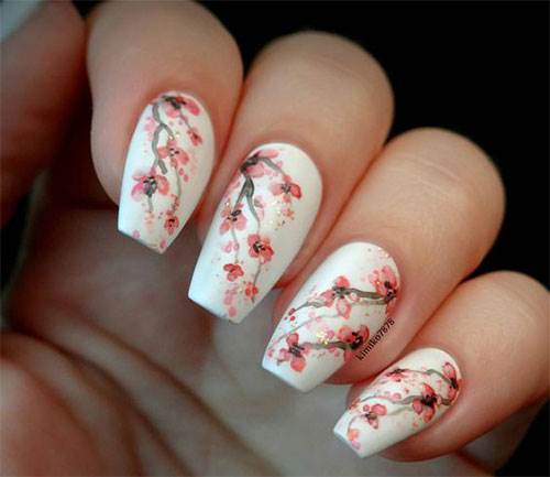 Cherry Blossom Nails Art Design Ideas Pictures - Cherry Blossom Nails