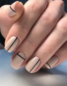 black line nail art design