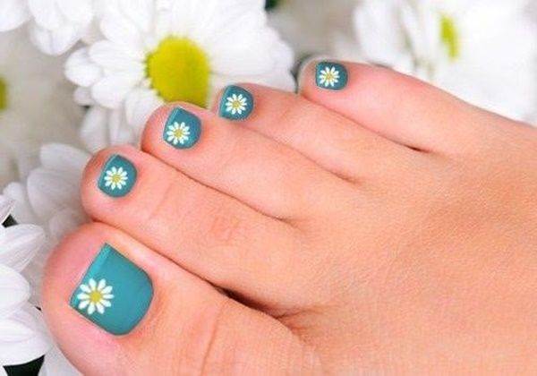 Simple Black Flower Toe Nail Designs - wide 7