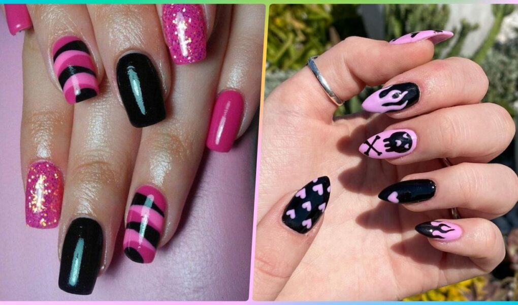Pink And Black Nails Design Images For Short And long Nails - Nails 2020