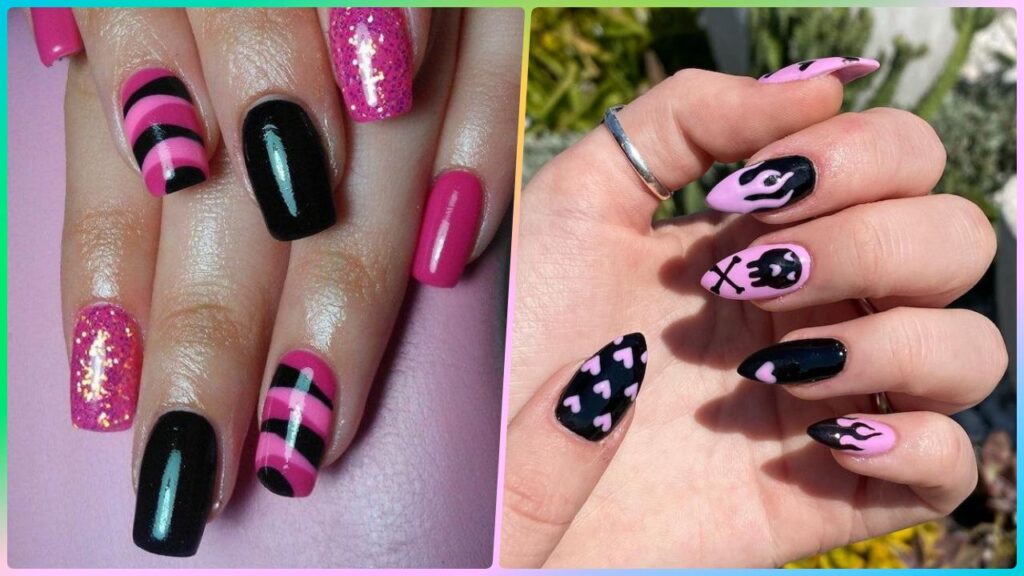 Pink And Black Nails Design Images For Short And long Nails – Nails 2020