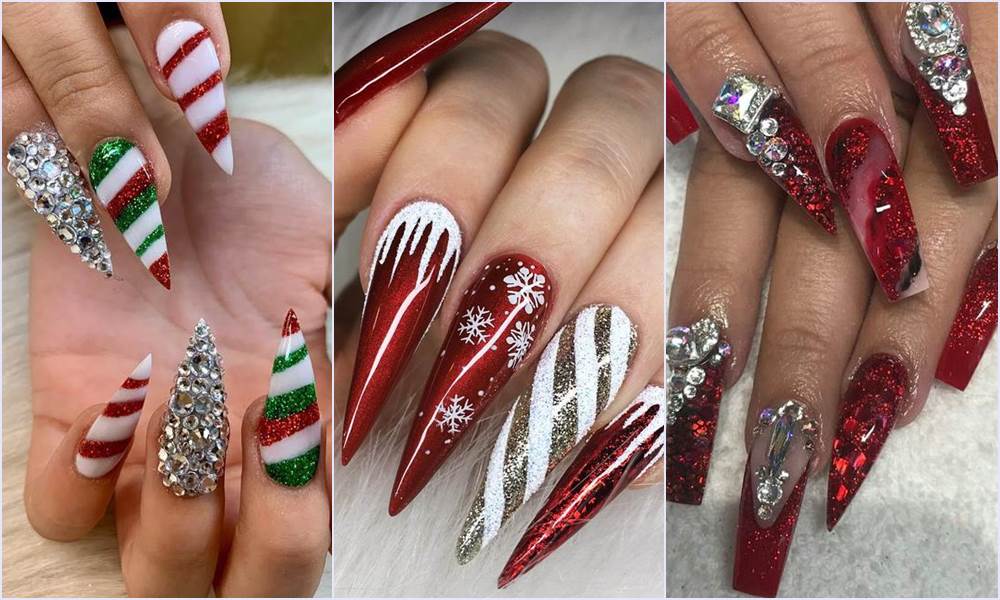 9. Christmas Tree Coffin Nails - wide 7