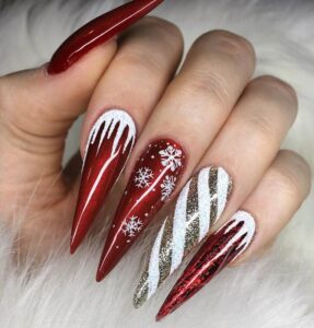 christmas coffin long nail art design