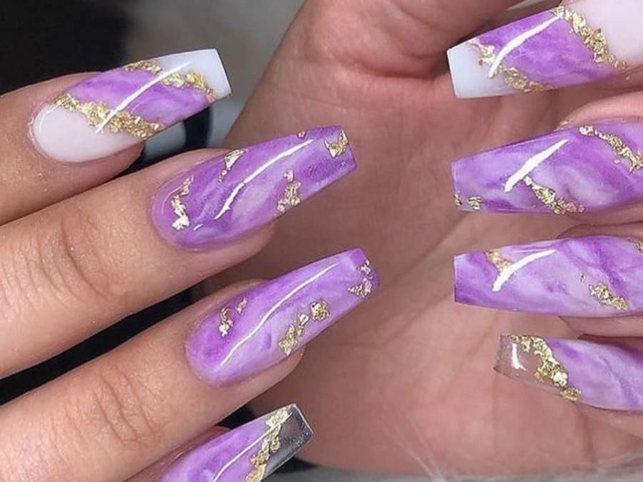 purple coffin nails
