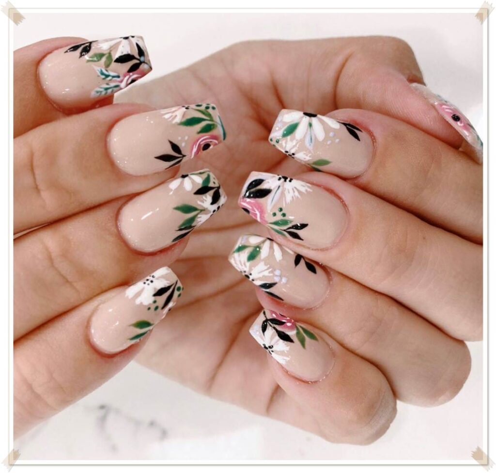 flower nail art design easy and simple 2021 March 
