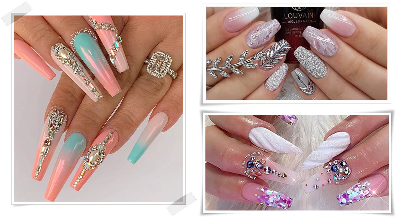 2. Jewel-Encrusted Coffin Nail Design - wide 3