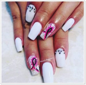 Breast Cancer Nails Designs Picture - Pink Ribbon Nails | Fancy Nail Art