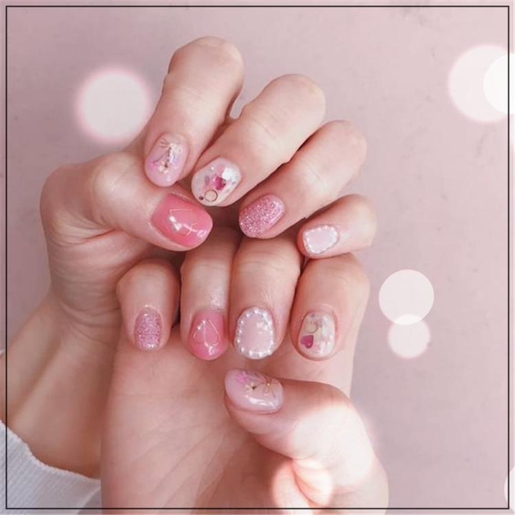 pink love nail art designs