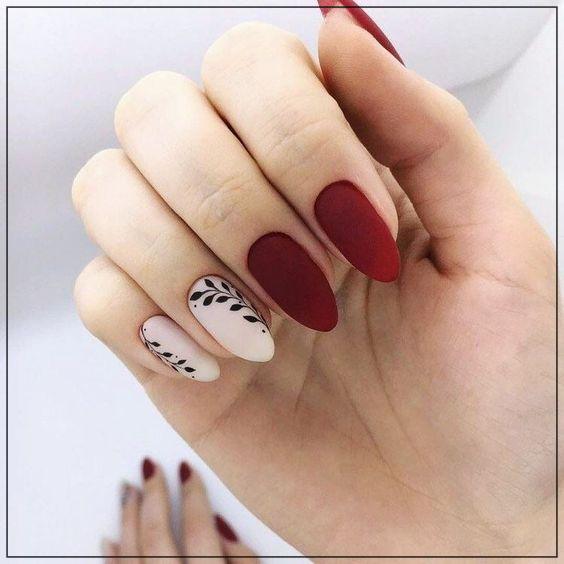 reds and white nails art designs pictures