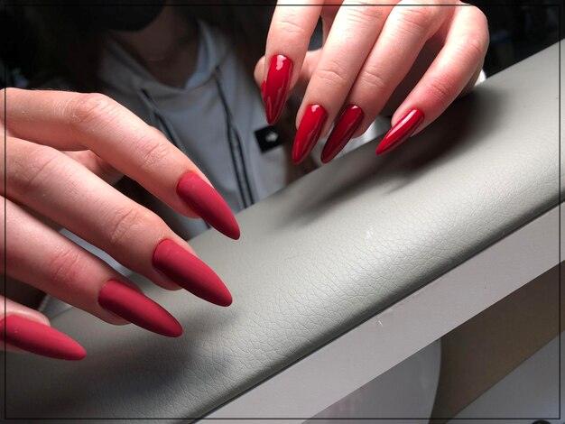 red matte and glossy red nail art designs