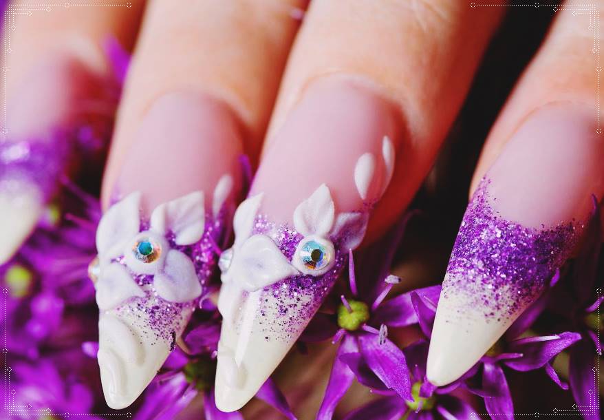 I purple you 3d BTS nail art design