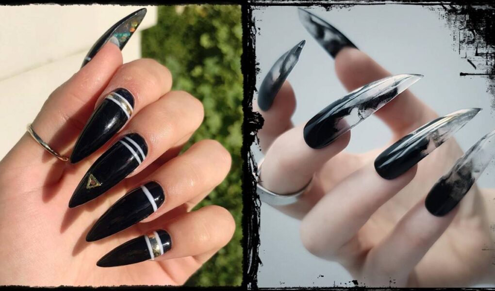 Black And White Stiletto Nails Design & ideas Images