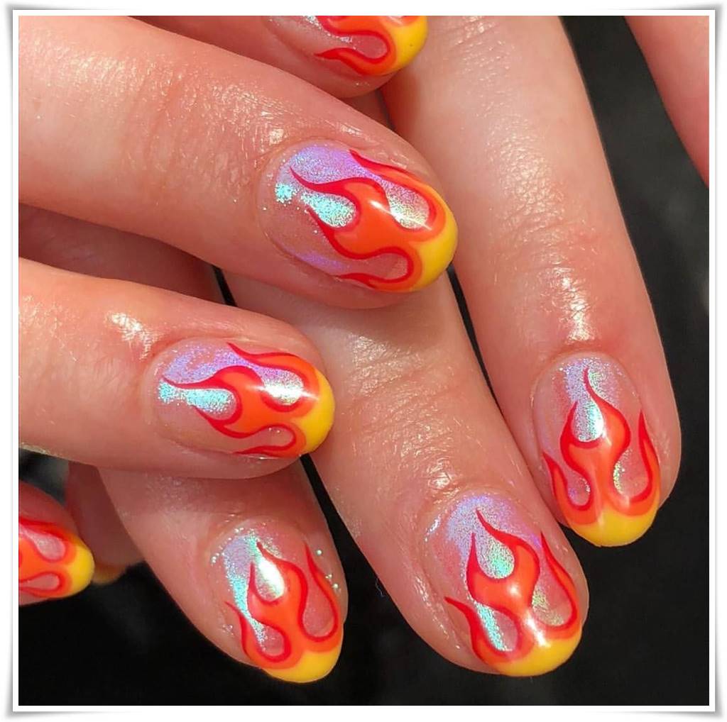 flame nail art designs