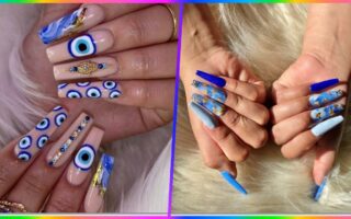 Acrylic Evil Eye Nails Ideas Pictures - Sleek Evil Eye Nail Art