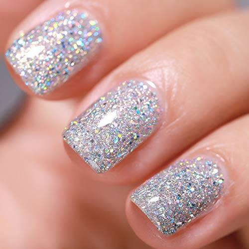silver glitter nail art