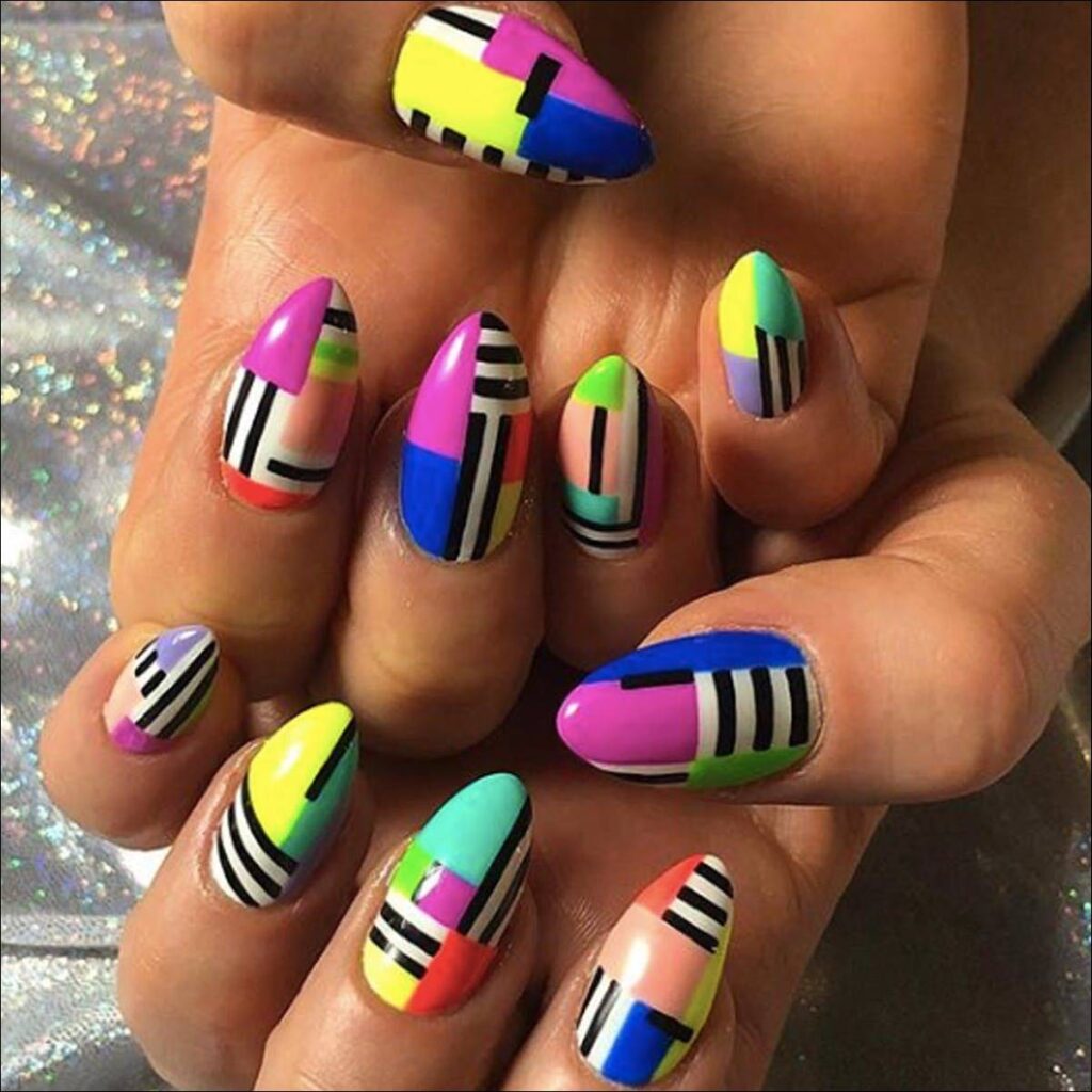 trending colorblock nail art design ideas pictures