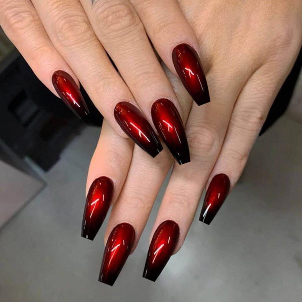 shiney red manicure