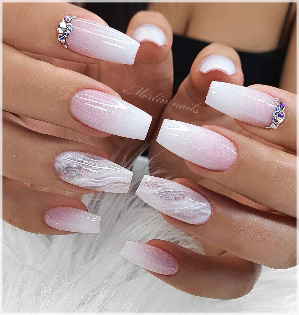 white marble nail art design ideas