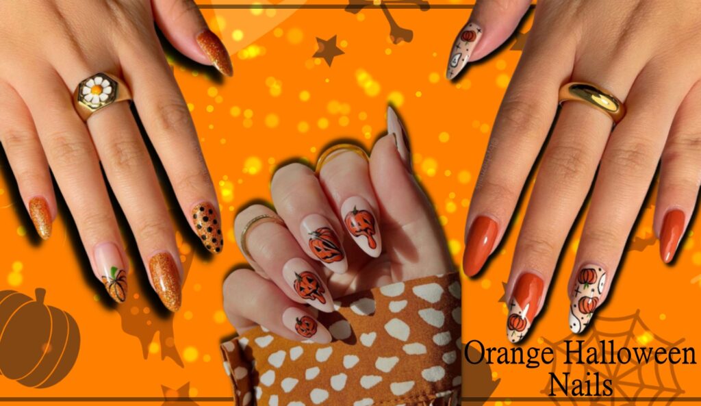 Orange Halloween Nails Art Designs & Ideas 2022