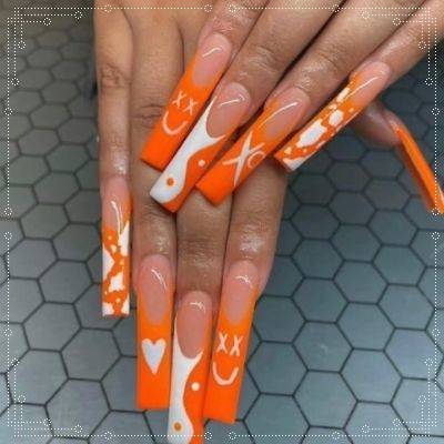 Orange-Nails-Cool-French-Nails-fancynailart.com 2022 2023