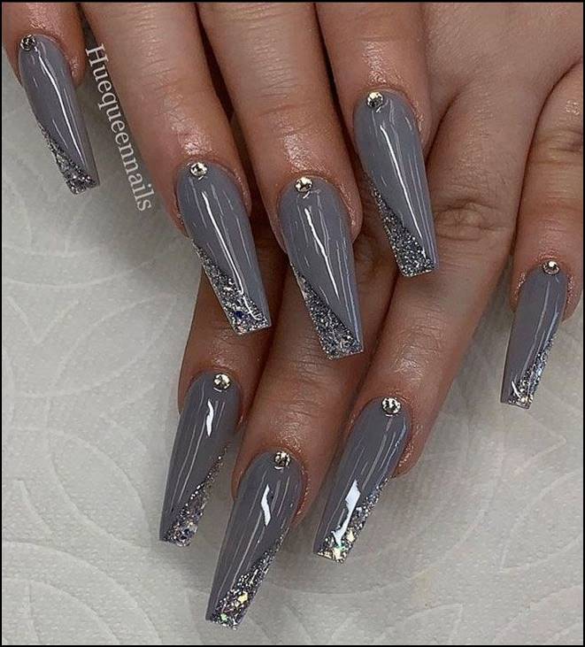 coffin grey nails ideas