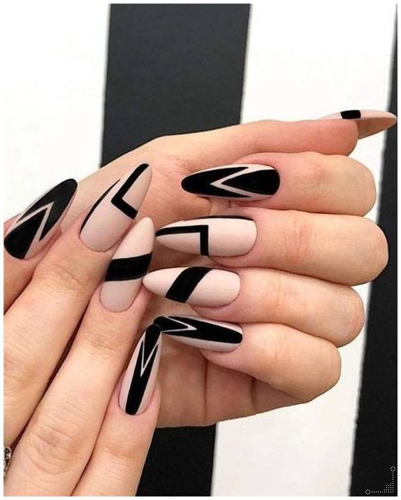 black and nude nail art