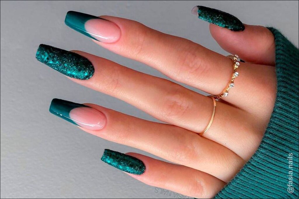 green long nail art design ideas