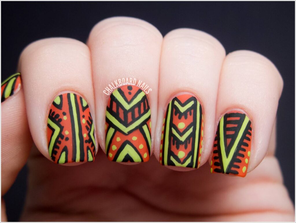 tribal-matte-nail-design